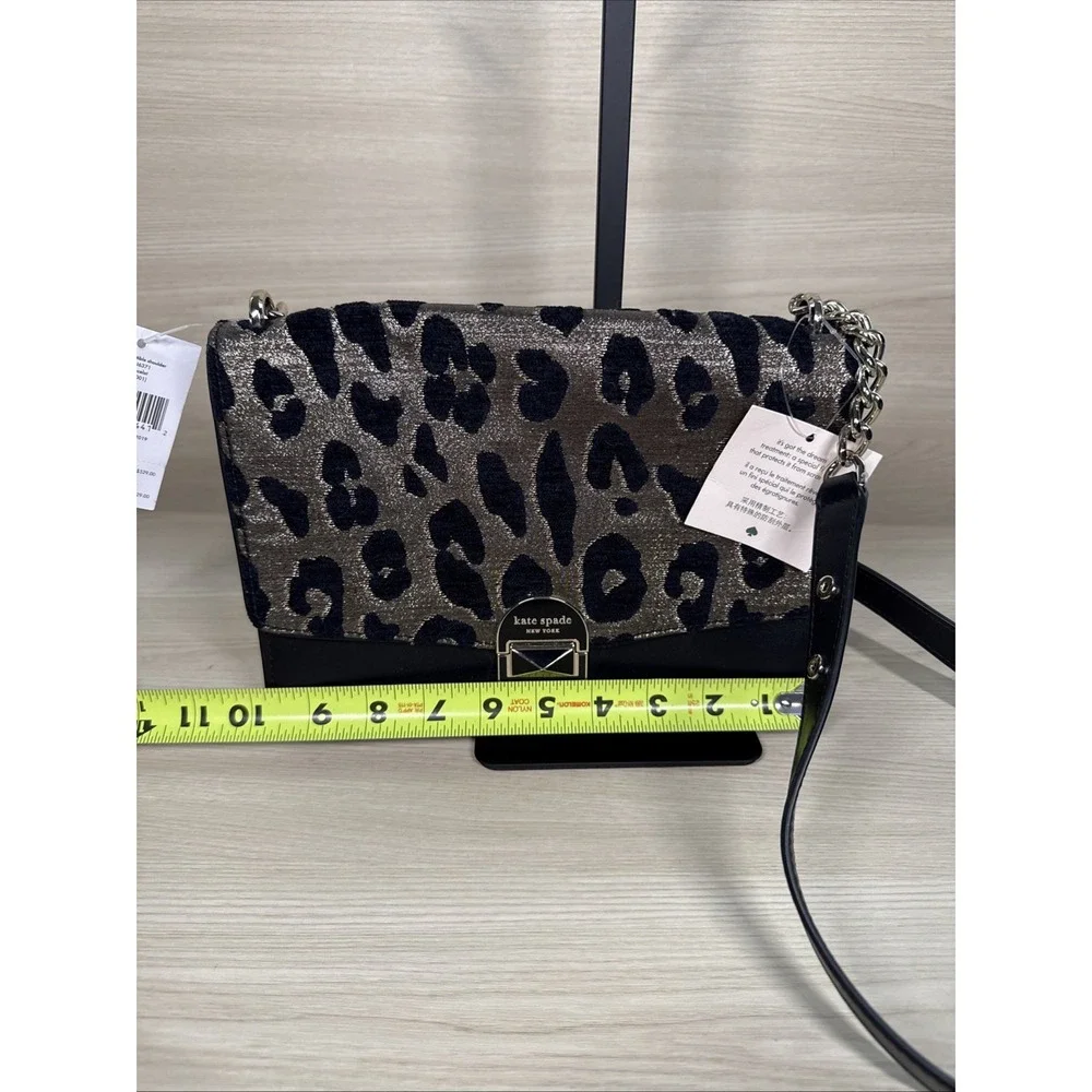 Kate Spade Neve Ocelot Medium Convertible Shoulder Crossbody Bag black gold $429